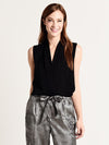 Vince Silk Sleeveless Drape Neck Blouse