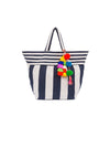 Jadetribe Valerie Wide Stripe Pom Tassel Tote