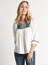 Velvet Embroidered Cotton Gauze Top