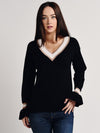 Do+Be V Neck Color Block Sweater